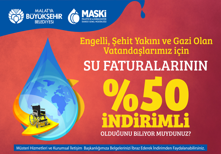 MASKİ YÜZDE 50 İNDİRİM UYGULAMASINA DEVAM EDİYOR